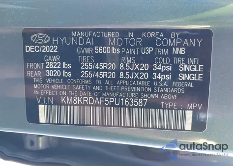 2023 Hyundai Ioniq 5 Limited z USA, uszkodzony, nr VIN KM8KRDAF5PU163587